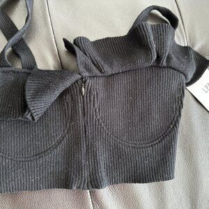 LPA Revolve Rib Knit Ruffle Crop Top